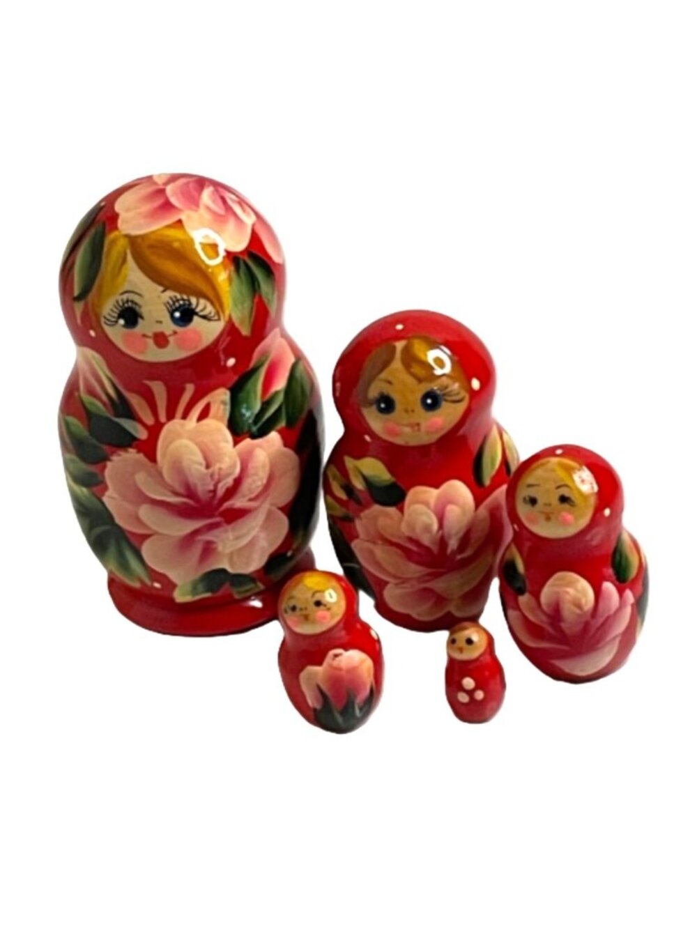 Vintage Style Lavrovo Russian Nesting Dolls Hand Painted Matryoshka 5pc Set 3.5"